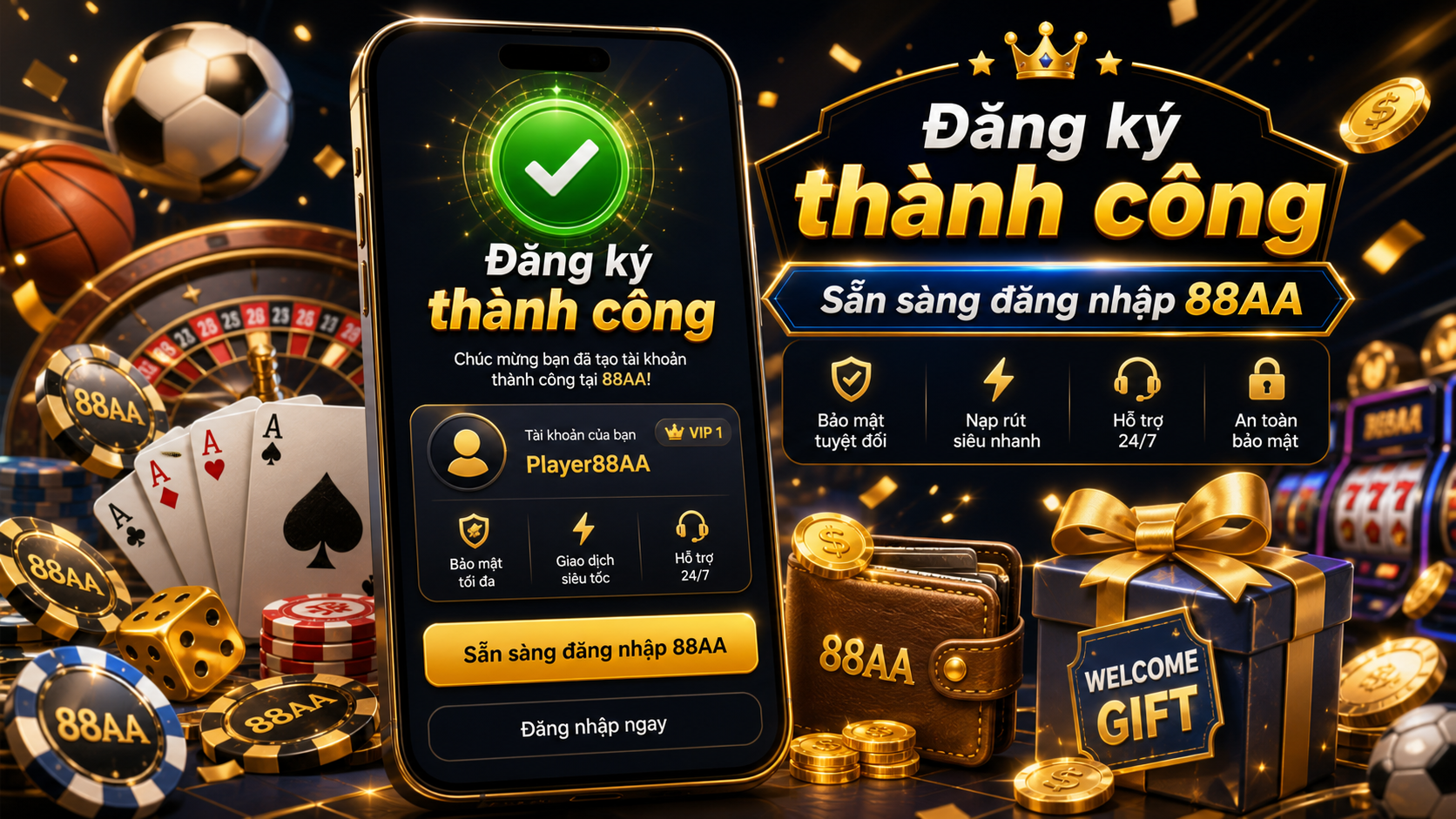 Bảo mật tài khoản sau khi đăng ký 88AA