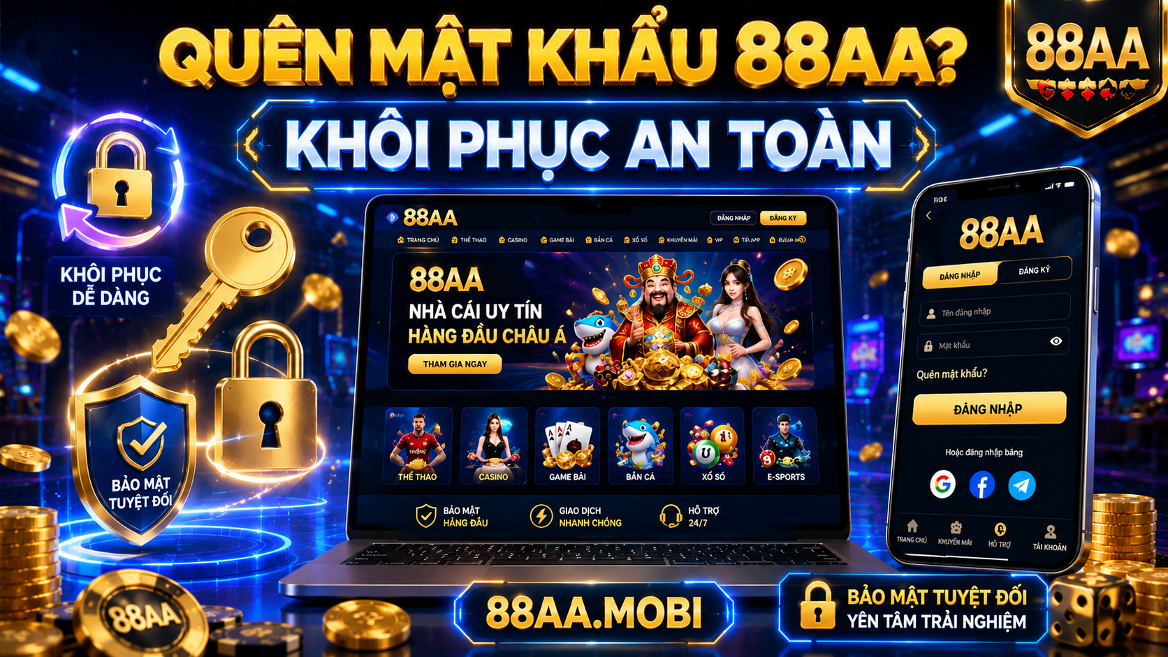 Quên mật khẩu 88AA cách khôi phục tài khoản